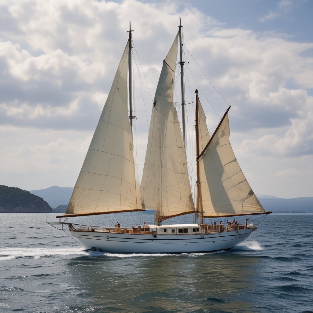 Elegant sailing vessel cruising