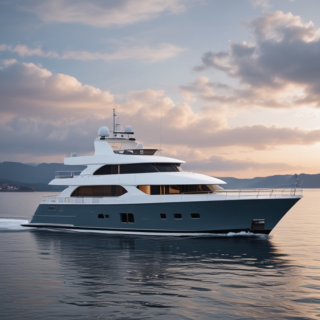 Modern yacht on open water